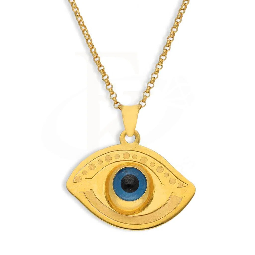 Elegant Long Necklace For Day Wear-Gold Necklace (Chain with Evil Eye Pendant) 21KT - FKJNKL21K2441