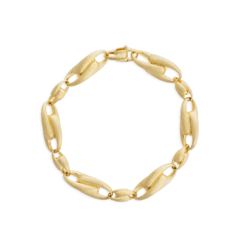 Elegant Adjustable Bracelets For Women-18K Yellow Gold Large Alternating Link Bracelet