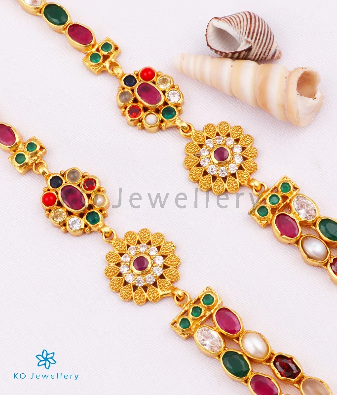 Simple Crystal Necklace For Daily Style-The Emaya Silver Navaratna Necklace(2 Layers)