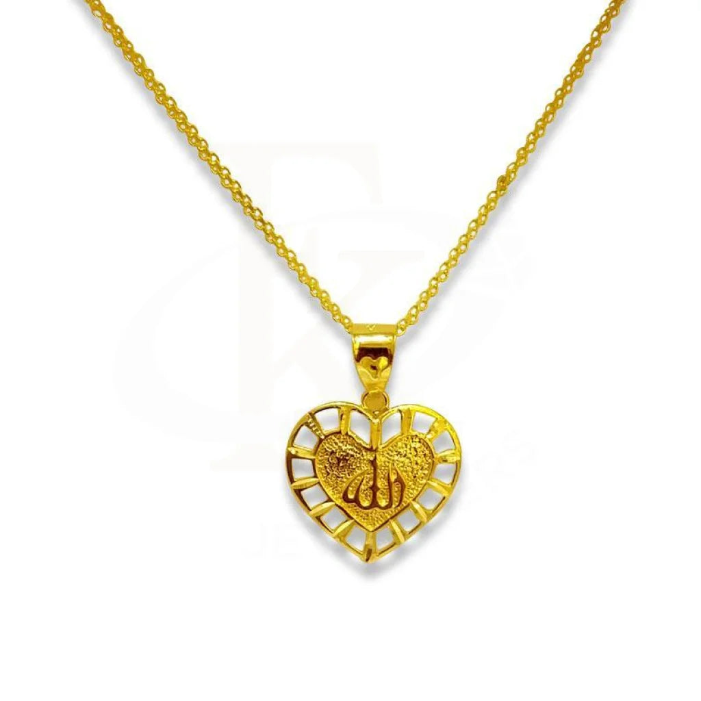 Simple Crystal Pendant Necklace For Weddings-Gold Necklace (Chain with Pendant Allah) 18KT - FKJNKL1212