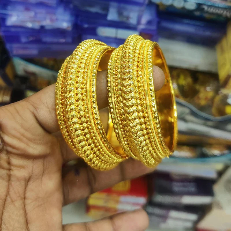 Trendy Wedding Bangles For Bridesmaids With Gemstones-Pooja Bangles Gold Plated Bangles Set