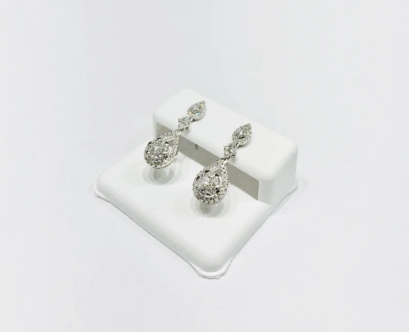 Silver Earrings With Gems For Day Wear-Diamond Drop Earrings (14K).