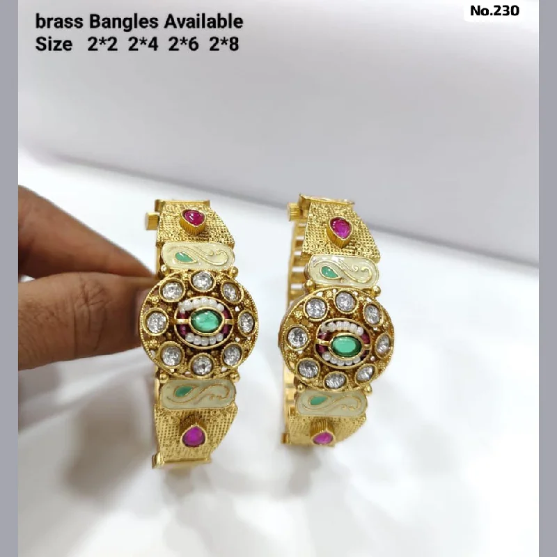 Simple Engagement Bangles For Elegant Brides-JCM Brass Meenakari Bangles Set