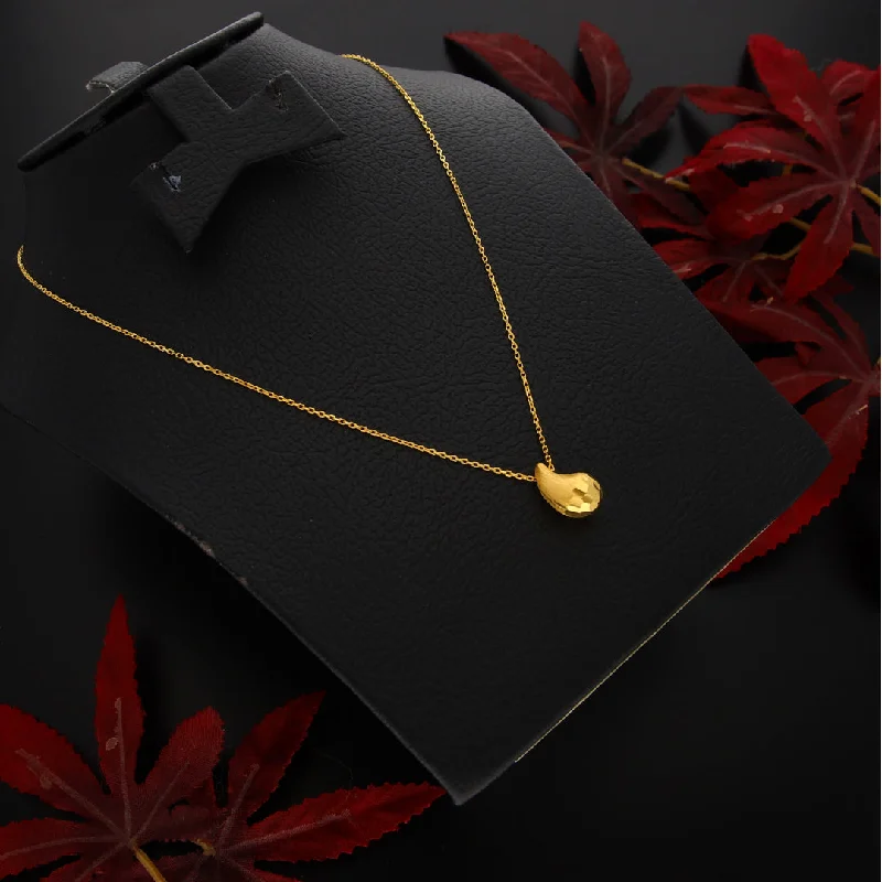 Custom Crystal Pendant Necklace For Weddings-Gold Necklace (Chain With Tear Drop Shaped Pendant) 21KT - FKJNKL21KM9990