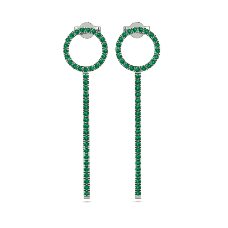 Fashionable Crystal Earrings For Evening Look-Hanging Circle Emerald Earrings - Lilah No. 6