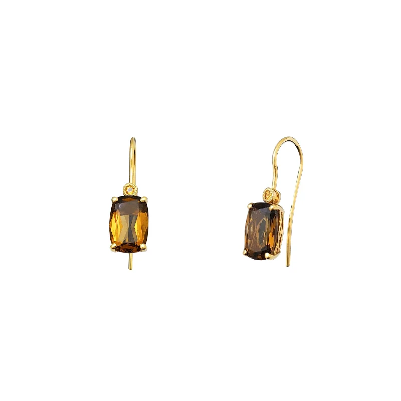 Colorful Crystal Earrings For Summer Vibes-Yellow Topaz Dangling Earrings (14K)