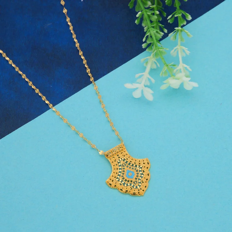 Personalized Chain Necklace For Daily Wear-Gold Necklace (Chain With Intricate Leaf Shaped Pendant) 21KT - FKJNKL21KM9874