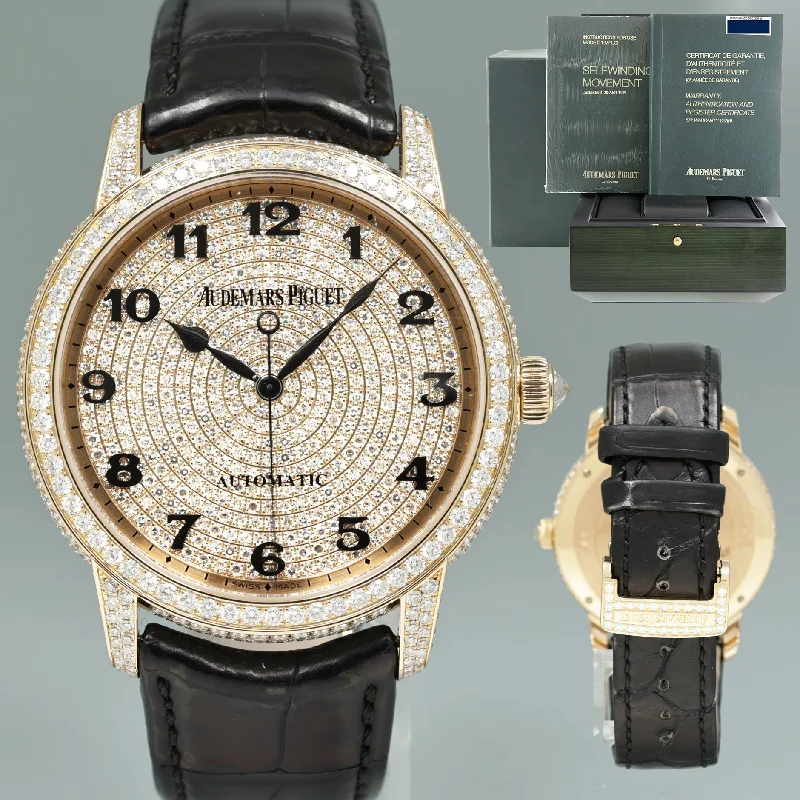 Classic Gold Watches For Women-PAPERS FACTORY DIAMOND Audemars Piguet 18k Rose Gold 43mm 15159OR Watch Box