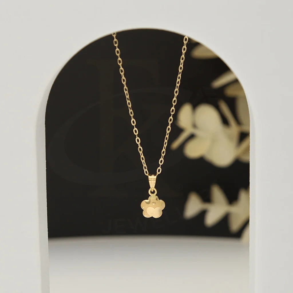 Sparkling Silver Necklace For Custom Style-Gold Necklace (Chain With Flower Shaped Pendant) 18KT - FKJNKL18K5123