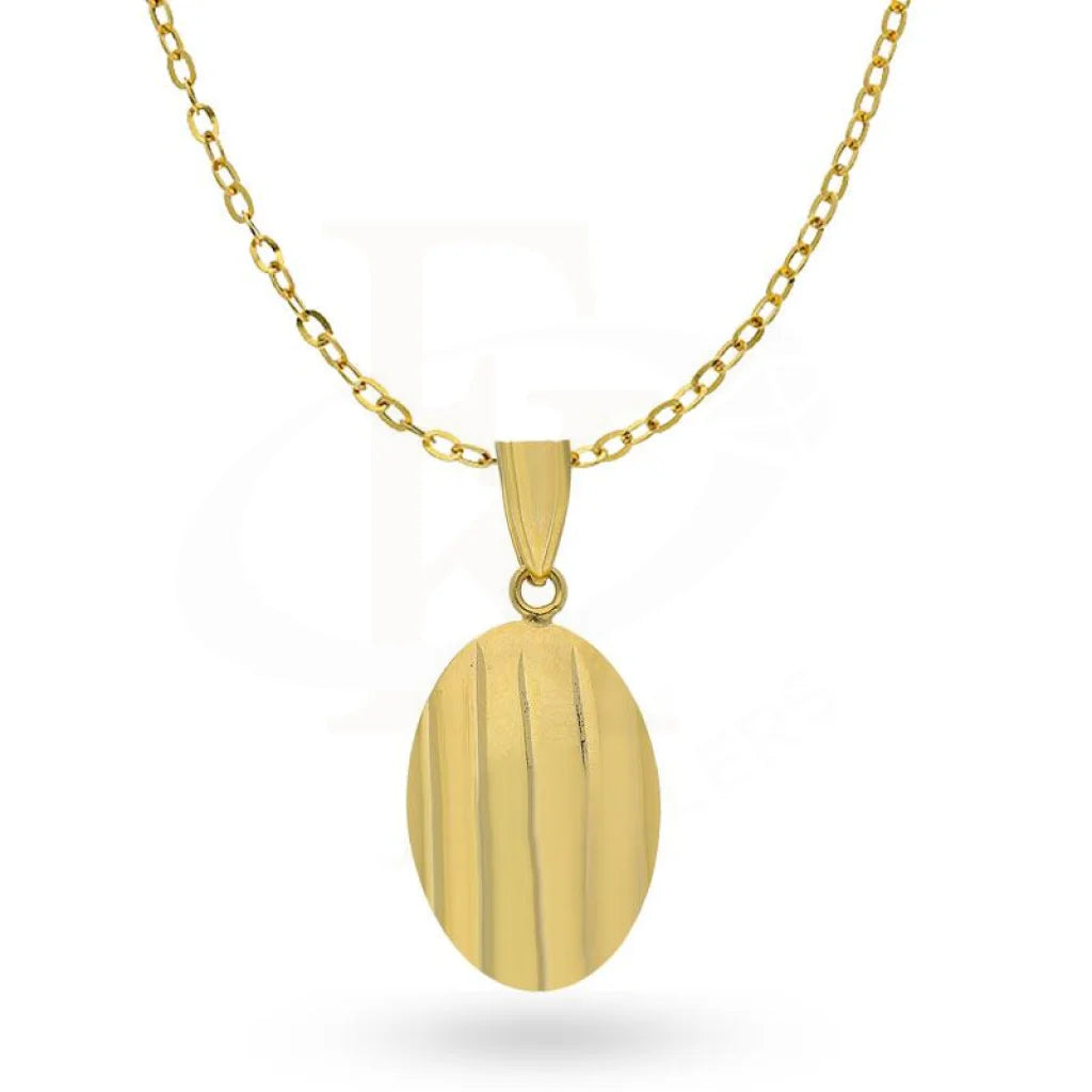 Custom Gemstone Pendant Necklace For Fashion-Gold Necklace (Chain with Oval Shaped Pendant) 18KT - FKJNKL18K1996