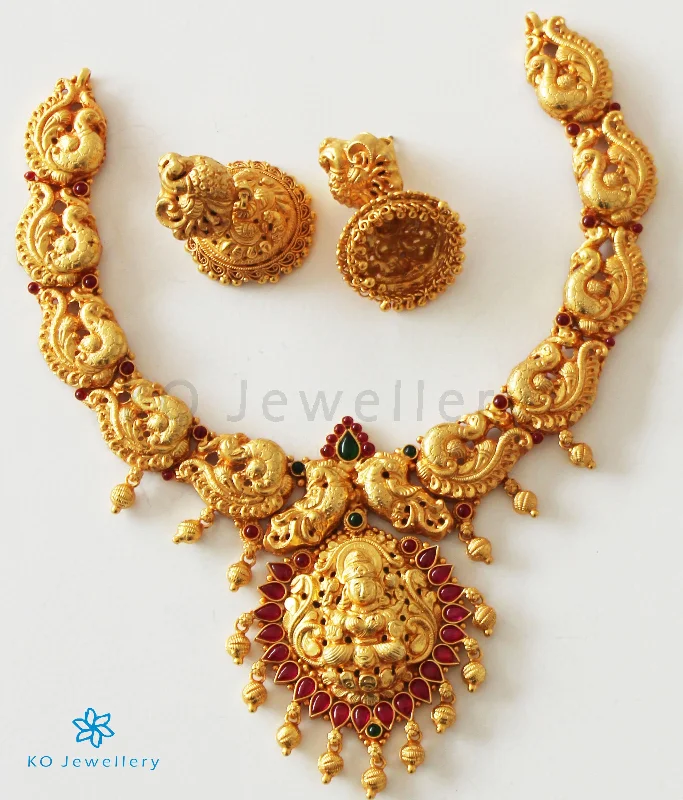 Handcrafted Gold Necklace For Weddings-The Dhan Lakshmi Silver Peacock Bridal Necklace