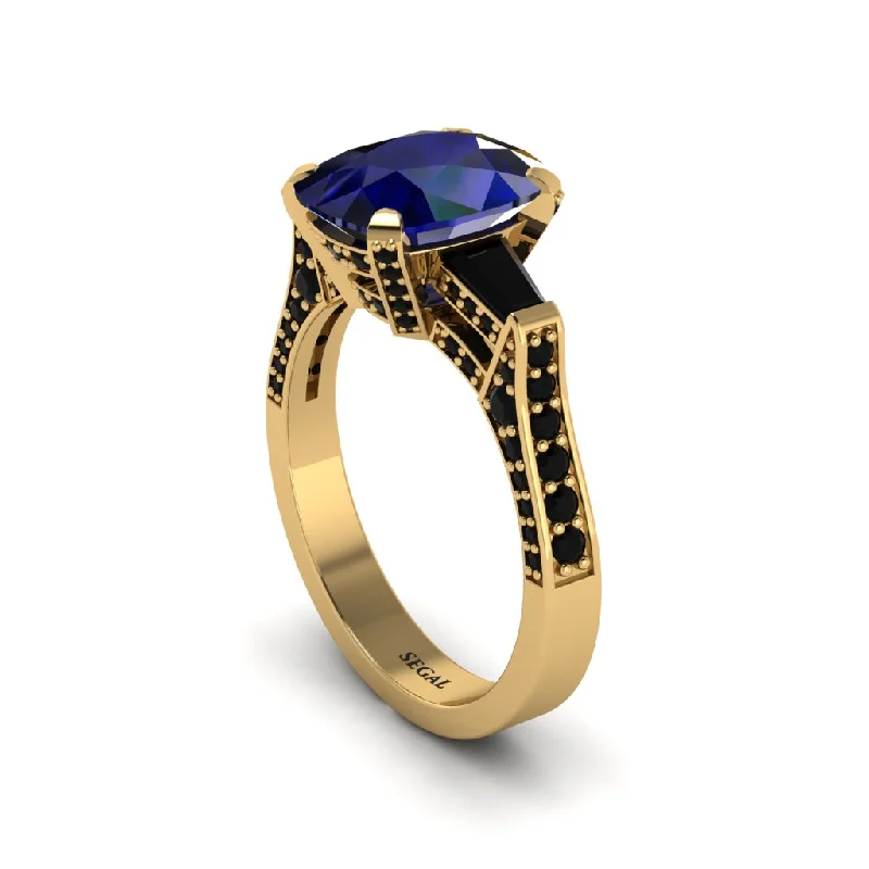 Elegant Engagement Rings With Colored Diamonds-Exclusive Handmade Sapphire Geometrical Engagement Ring - Yolanda No. 43