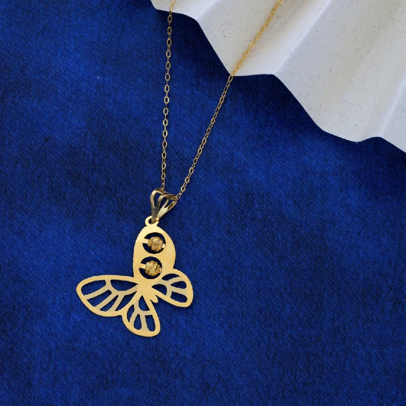 Simple Gold Necklace For Casual Wear-Gold Necklace (Chain Butterfly Shaped Pendant) 21KT - FKJNKL21KM9568