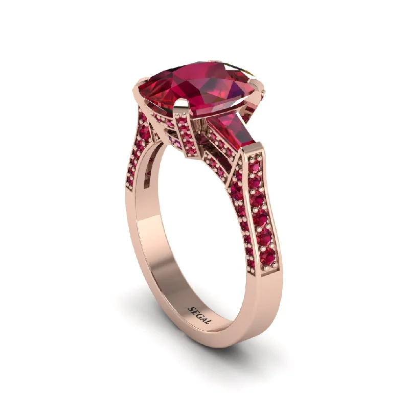 Classic Rose Gold Engagement Rings For Grooms-Exclusive Handmade Ruby Geometrical Engagement Ring - Yolanda No. 56