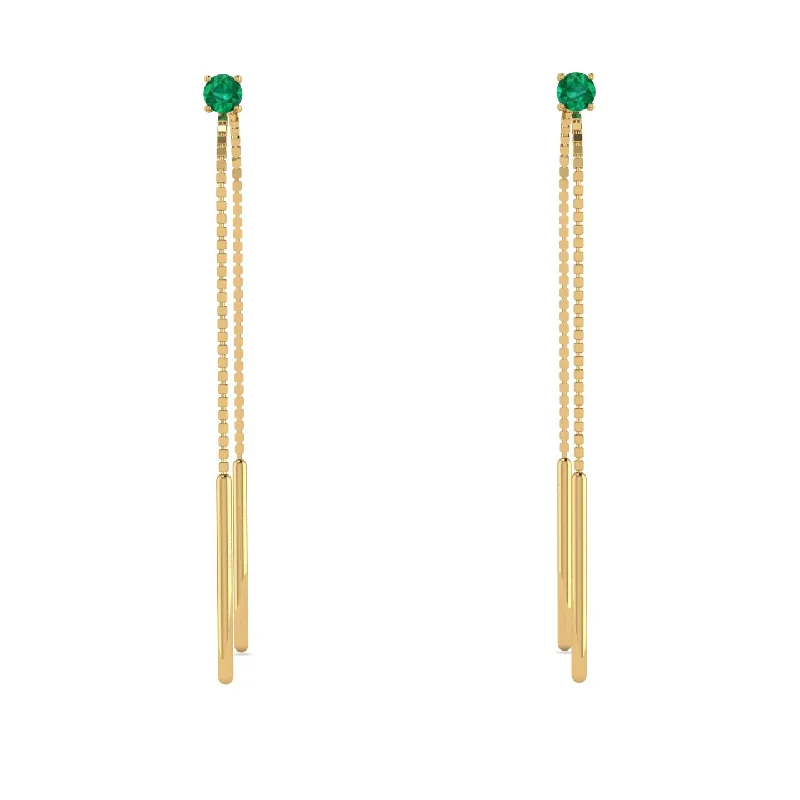 Custom Earrings With Charms For Custom Style-Hanging Emerald Earrings - Alaia No. 4