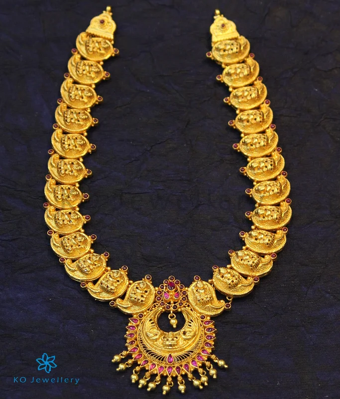 Long Gold Necklace For Casual Wear-The Auma Antique Silver Lakshmi Necklace