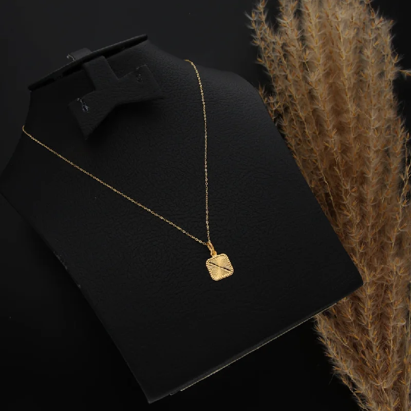 Personalized Family Tree Necklace For Bridesmaids-Gold Necklace (Chain With Square Shaped Pendant) 21KT - FKJNKL21KM9814