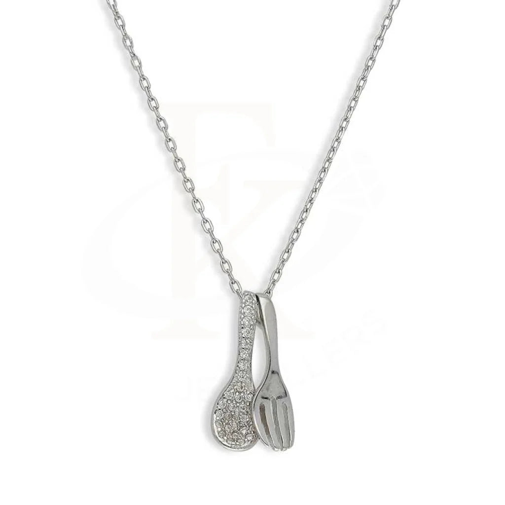 Luxury Silver Necklace For Custom Style-Sterling Silver 925 Spoon And Fork Necklace - FKJNKLSL3021