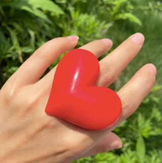 Simple Silver Rings For Wedding Bands-Large Heart Ring