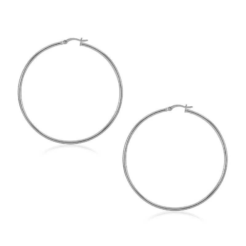 Personalized Heart Earrings For Special Gifts-[2mm-3mm] Thin Plain Hoop Earrings (Silver)