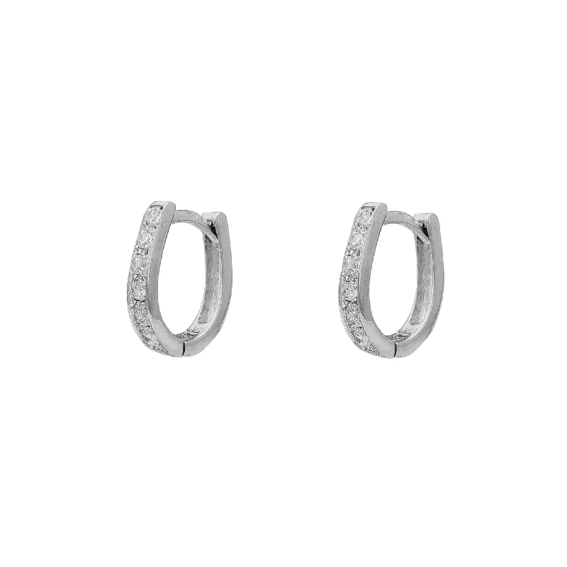 Luxury Earrings With Diamonds For Fashion-Diamond U-Shape Huggie Earrings (14K)