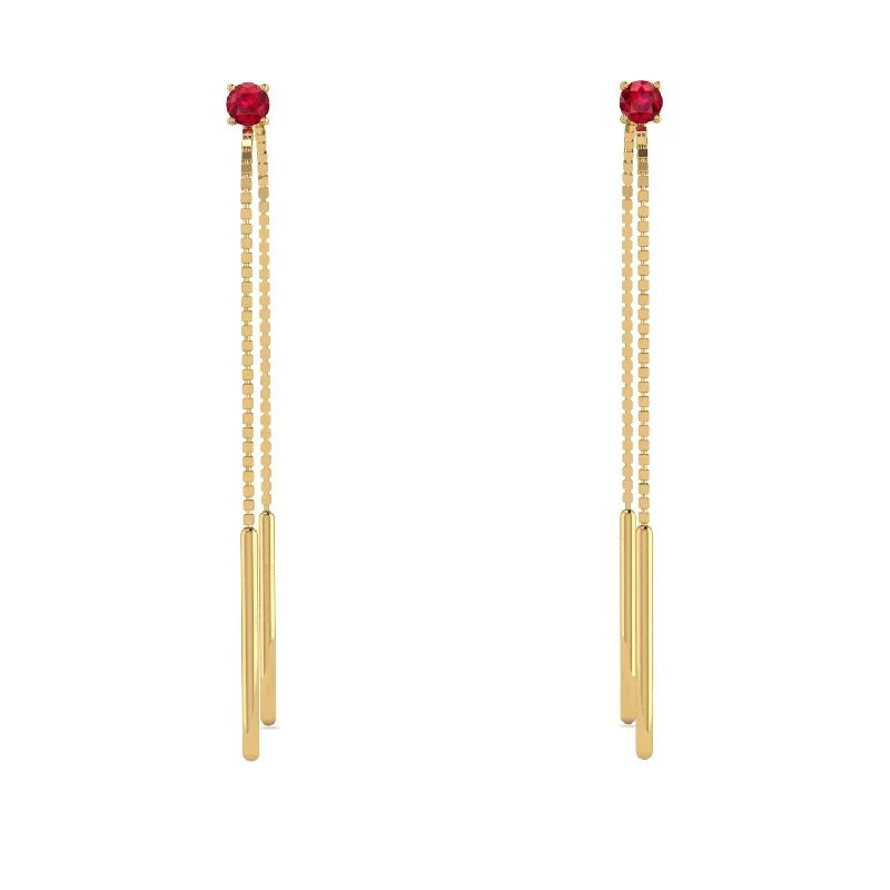 Personalized Earrings With Your Name For Custom Look-Hanging Ruby Earrings - Alaia No. 10