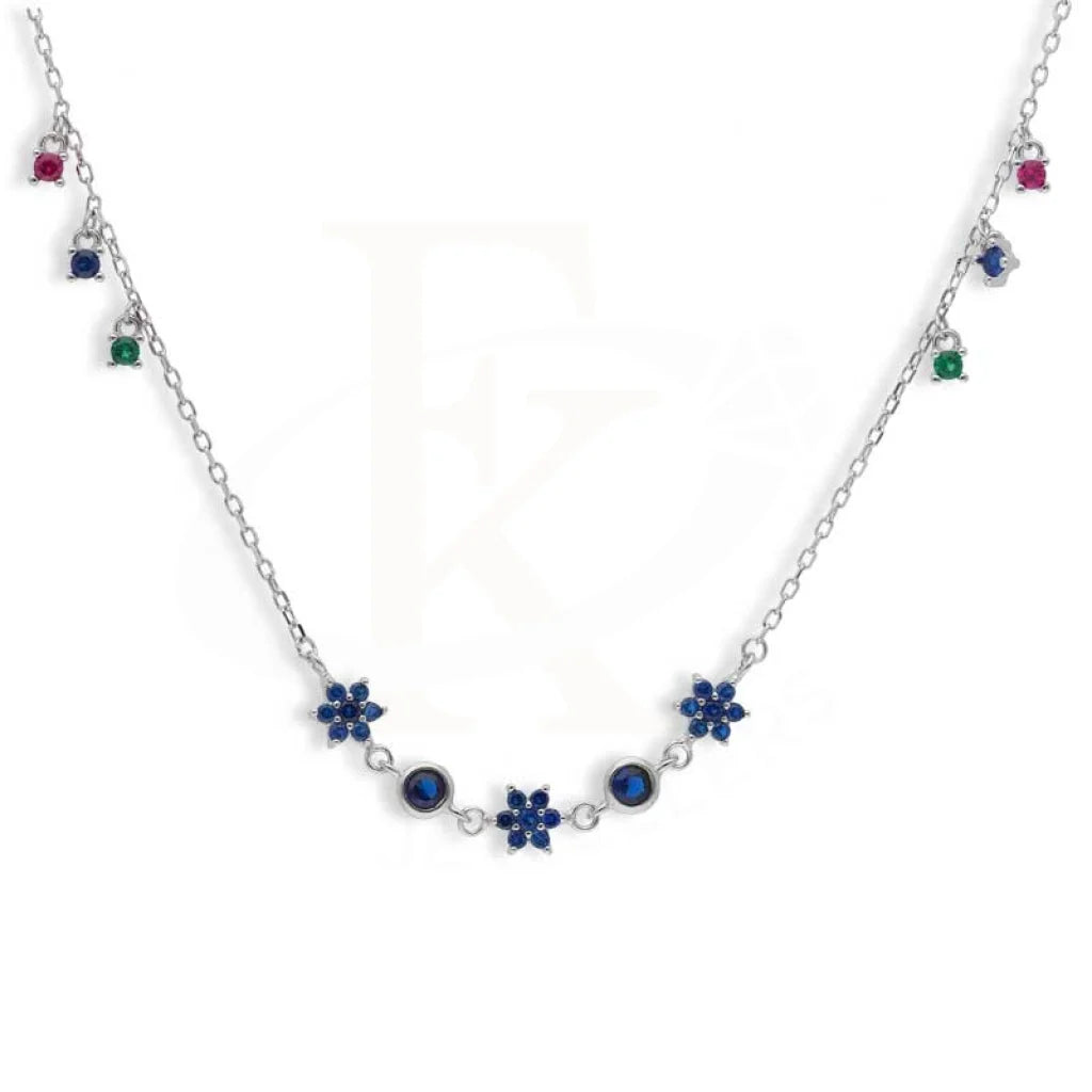 Classic Gold Necklace For Evening Wear-Sterling Silver 925 Flowers Shaped Necklace - FKJNKLSL2959