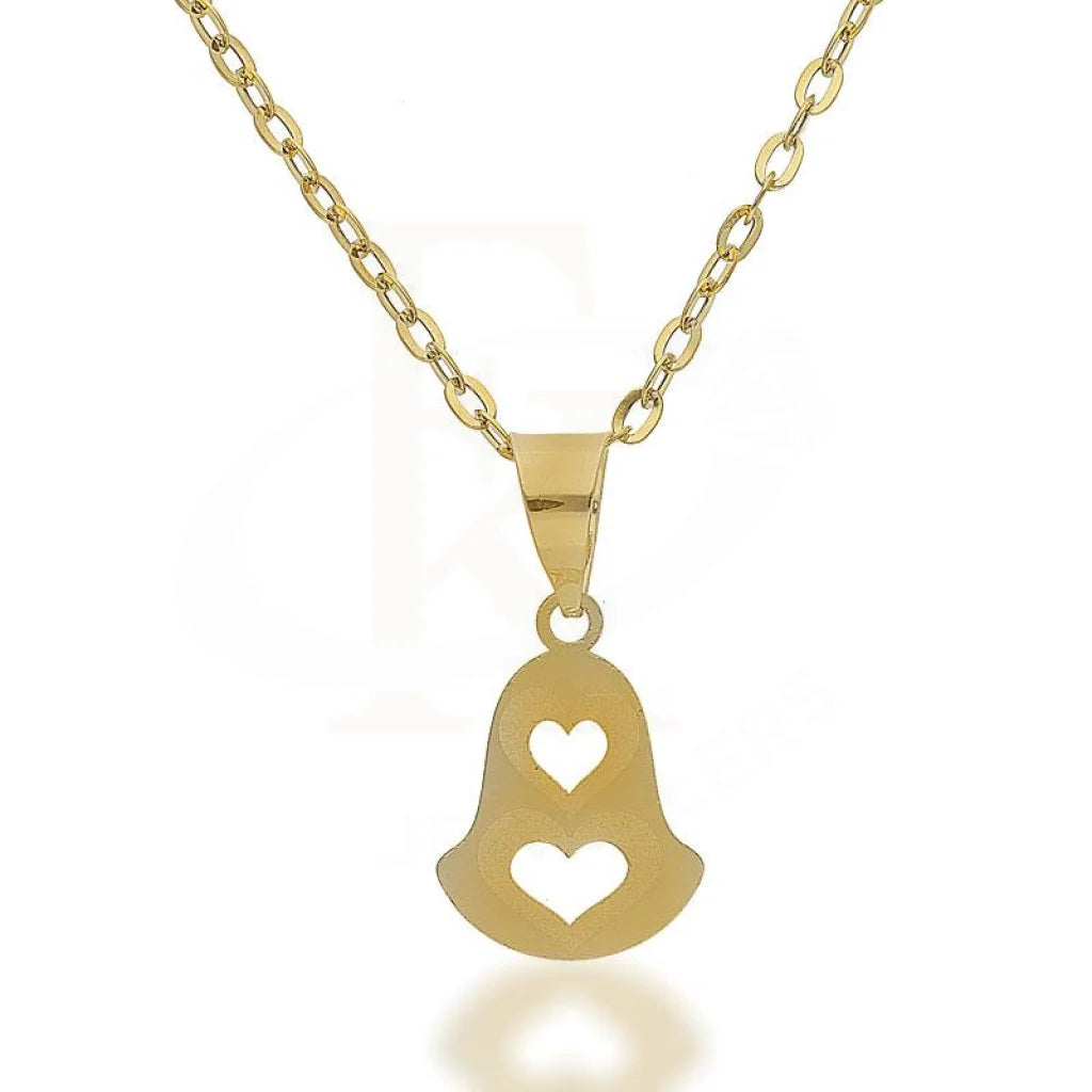 Classic Heart Pendant Necklace For Bridal Look-Gold Necklace (Chain with Heart Bell Pendant) 18KT - FKJNKL18K2080