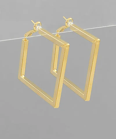 Custom Earrings For Holiday Gifts-Rhombus Metal Hoops