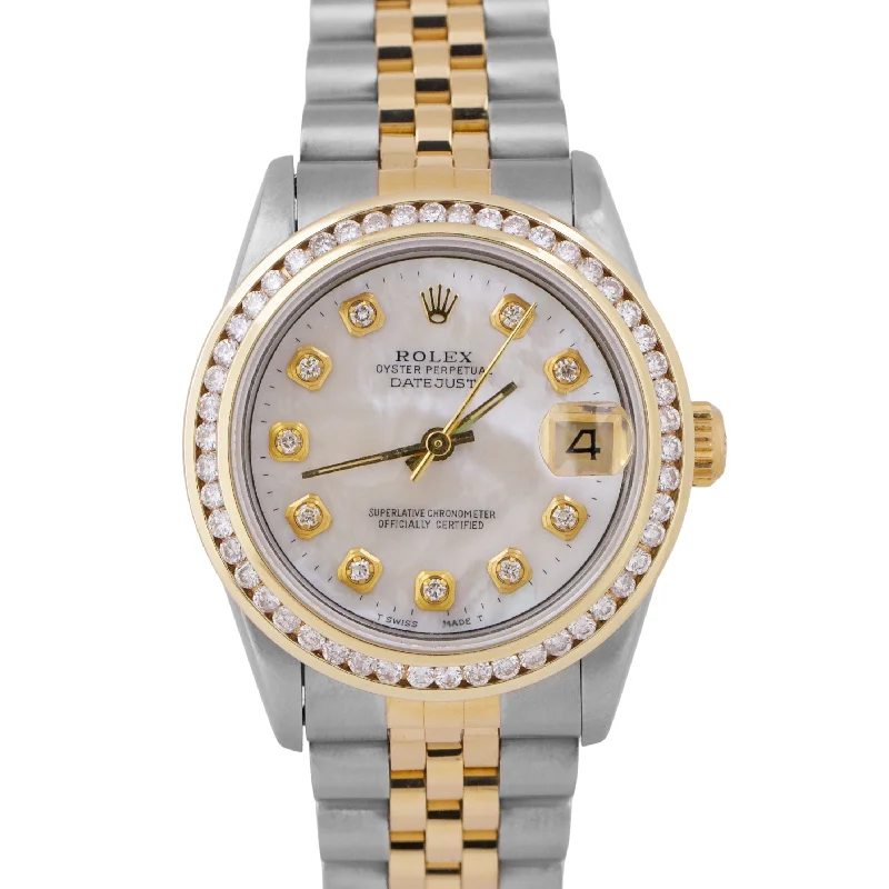 Women’s Watches With Slim Designs-Rolex DateJust 31mm Midsize Two-Tone MOP DIAMOND Steel 18K Yellow Gold 68273 BOX