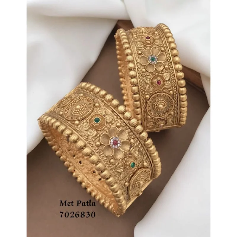 Trendy Custom Wedding Bangles For Bridesmaids Gifts-Akruti Collection Gold Plated Bangles Set