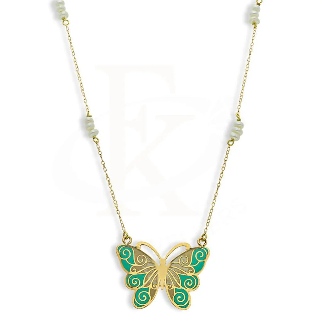 Classic Gold Necklace For Weddings-Gold Butterfly Necklace 18KT - FKJNKL18K2550