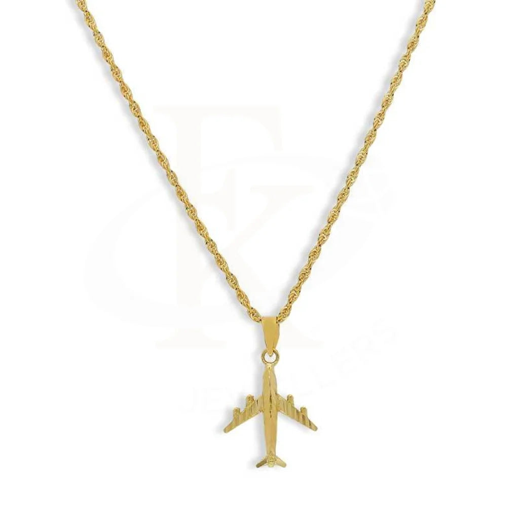 Simple Silver Pendant Necklace For Daily Wear-Gold Necklace (Chain With Airplane Pendant) 18KT - FKJNKL18K3113