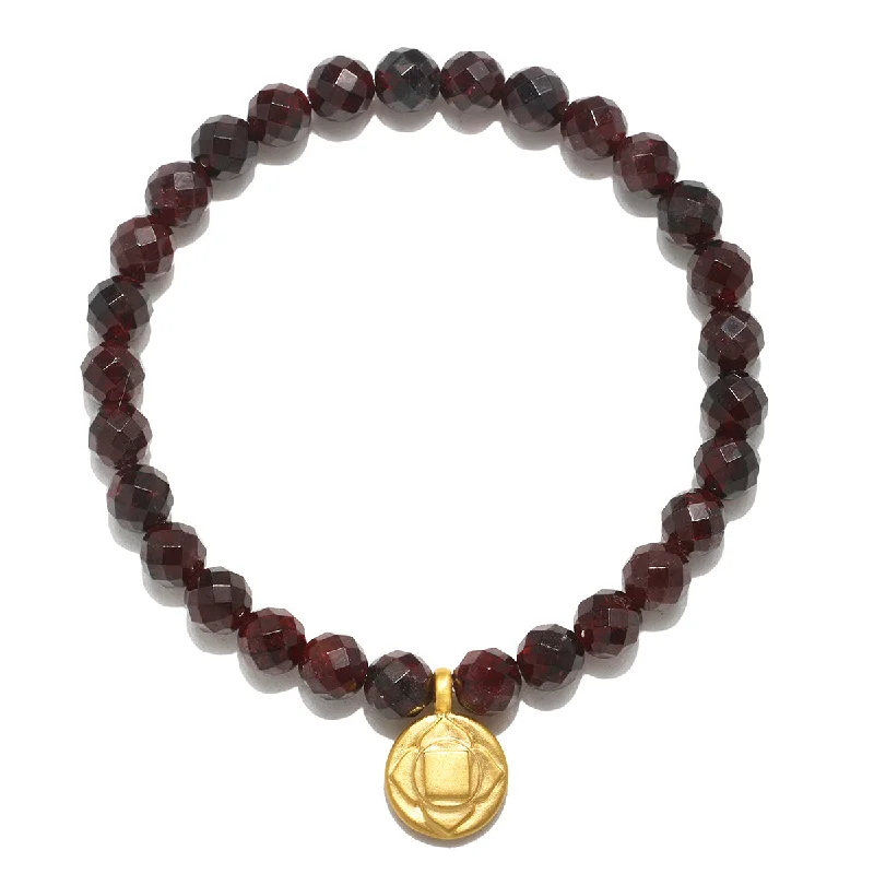 Handmade Beaded Wrap Bracelets-Root Chakra Garnet Stretch Bracelet