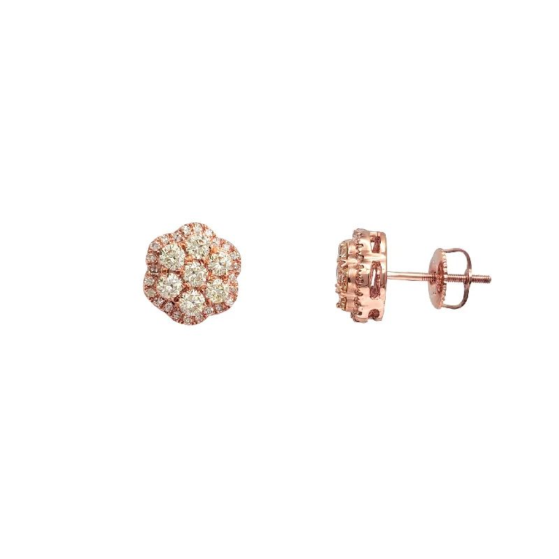 Personalized Earrings With Charms For Unique Gifts-Diamond Honeycomb Stud Earrings (14K)