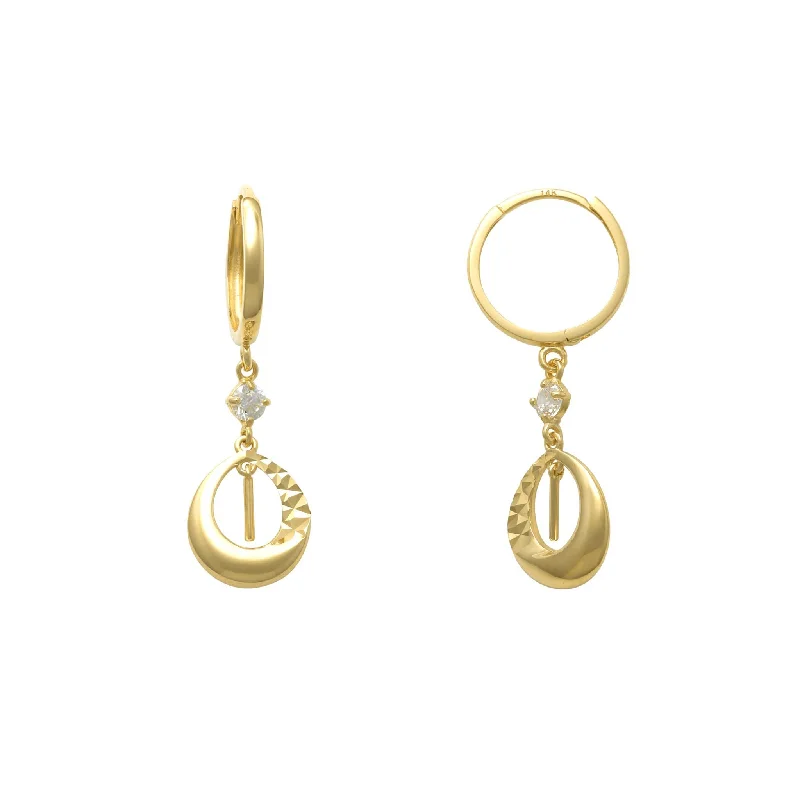 Luxury Earrings With Pearls For Evening Wear-Zirconia Open Tear Drop Earrings (14K)