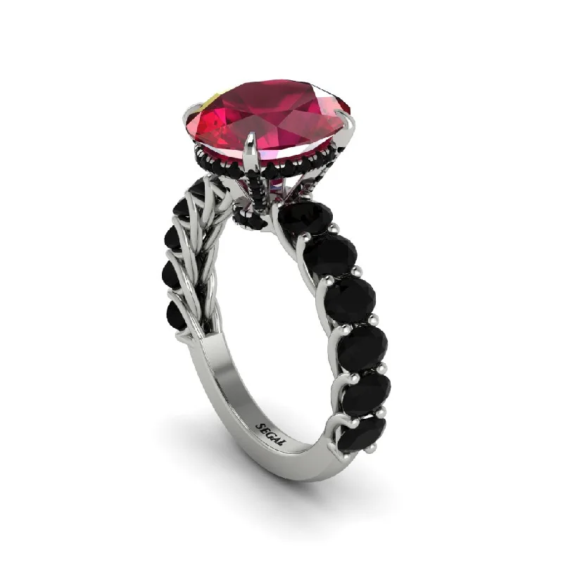 Custom Wedding Bands For Stylish Couples-4ct Oval Cut Ruby Engagement Ring - Xena No. 42