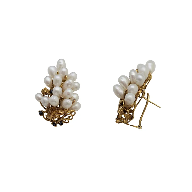 Handmade Earrings With Natural Materials-Grape Batch Pearl Earrings (14K)