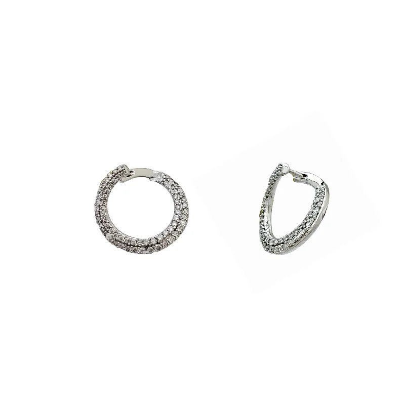 Statement Earrings For Cocktail Parties-Diamond Round Leveled Flat Earrings (10K)