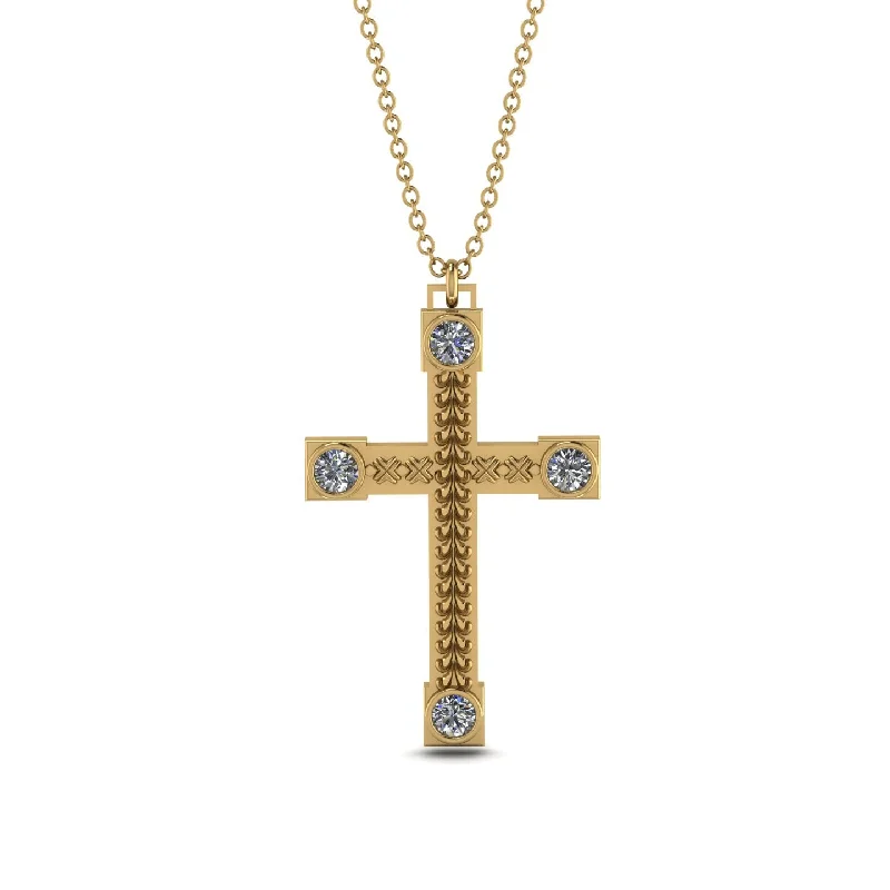 Handcrafted Gemstone Necklace For Special Gifts-Vintage Diamond Cross Necklace - Julian No. 1