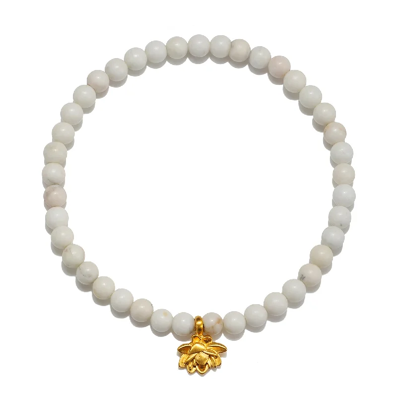 Stylish Crystal Bracelets For Women-Walk in Harmony Lotus White Turquoise Gemstone Bracelet