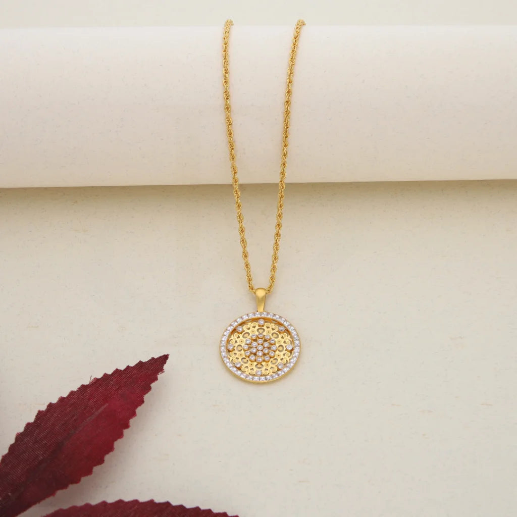 Custom Crystal Necklace For Personalized Gifts-Gold Necklace (Chain with Gold Dual Tone Pendant) 21KT - FKJNKL21K7704