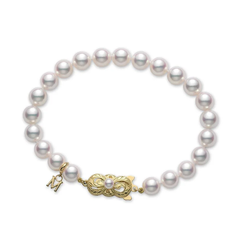 Cool Beaded Bracelets For Men-7-Inch Akoya Cultured Pearl Strand Bracelet