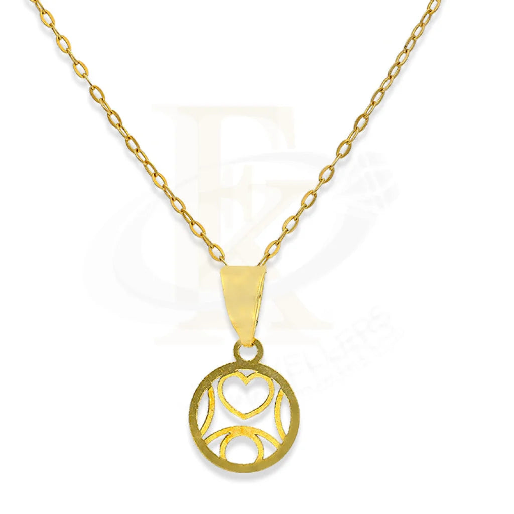 Simple Bar Necklace For Minimalist Style-Gold Necklace (Chain with Round Shaped Heart Pendant) 18KT - FKJNKL18K2298