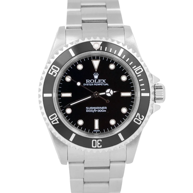 Luxury Watches For Everyday Wear-Rolex Submariner No-Date Stainless Steel Black SWISS ONLY 40mm Watch 14060