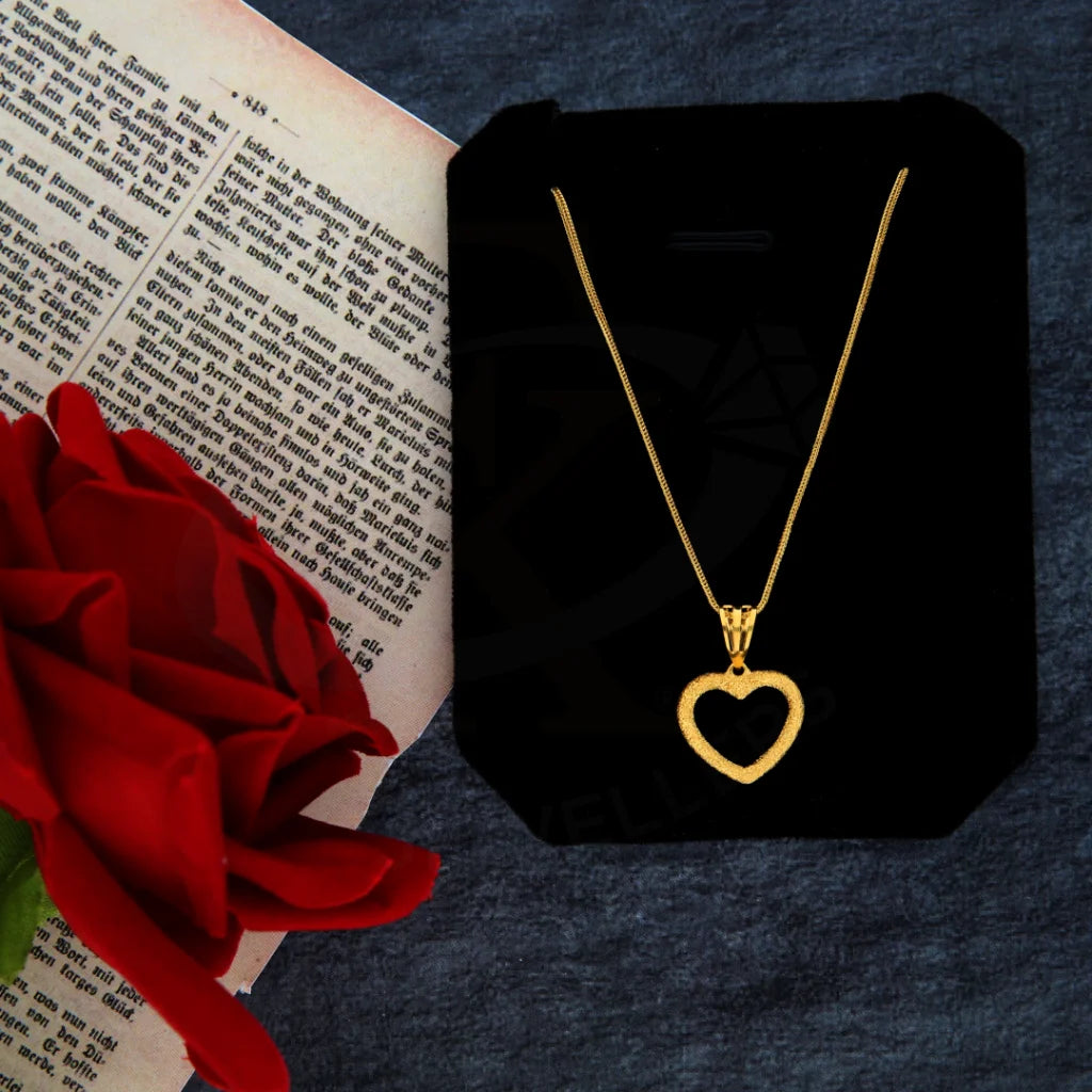 Custom Gemstone Necklace For Bridal Gifts-Gold Necklace (Chain with Heart Pendant) 21KT - FKJNKL21KM8429