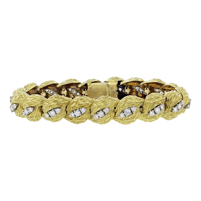 Silver And Gemstone Bracelets For Women-7-Inch 18K Yellow Gold Diamond French Bracelet