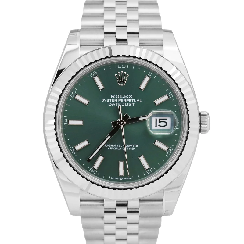 Smart Watches For Health Tracking-NEW MAY 2024 PAPERS Rolex DateJust 41 MINT GREEN 41mm JUBILEE Watch 126334 BOX