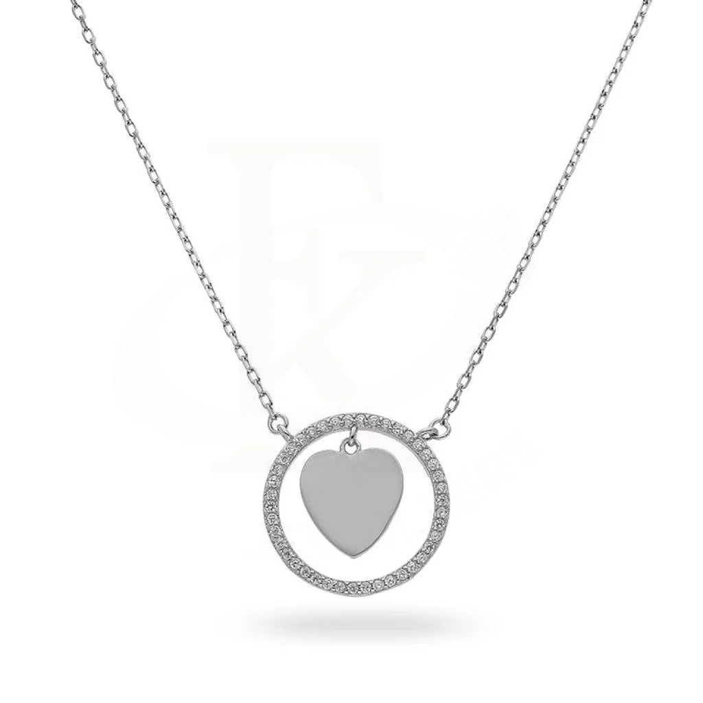 Dainty Gold Necklace For Minimalist Style-Sterling Silver 925 Round Shaped with Heart Necklace - FKJNKLSL2224