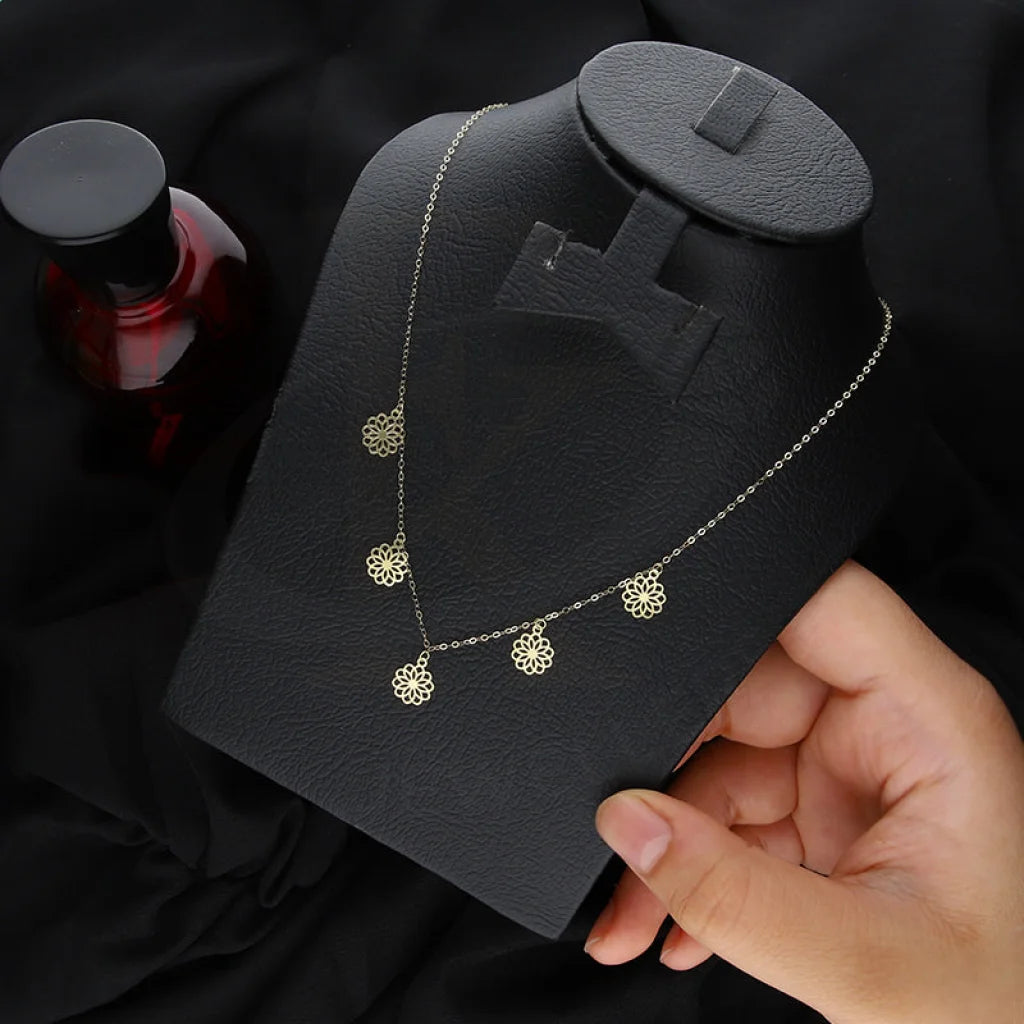 Elegant Gold Necklace For Formal Wear-Gold Flowers Necklace 18KT - FKJNKL18KM5339